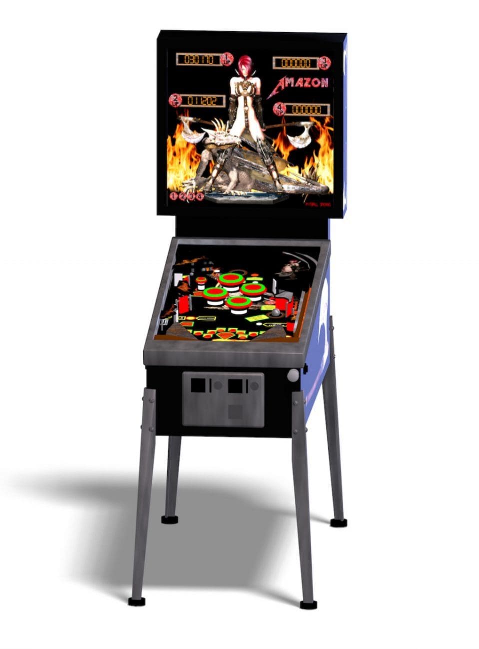 3D rendering of a pinball with clipping path and shadow over white
