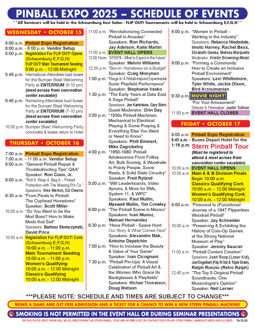 Pinball Expo 2025 Schedule (10.13.25)_Page_1 Pinball Expo 2025 Schedule (10.13.25)_Page_1